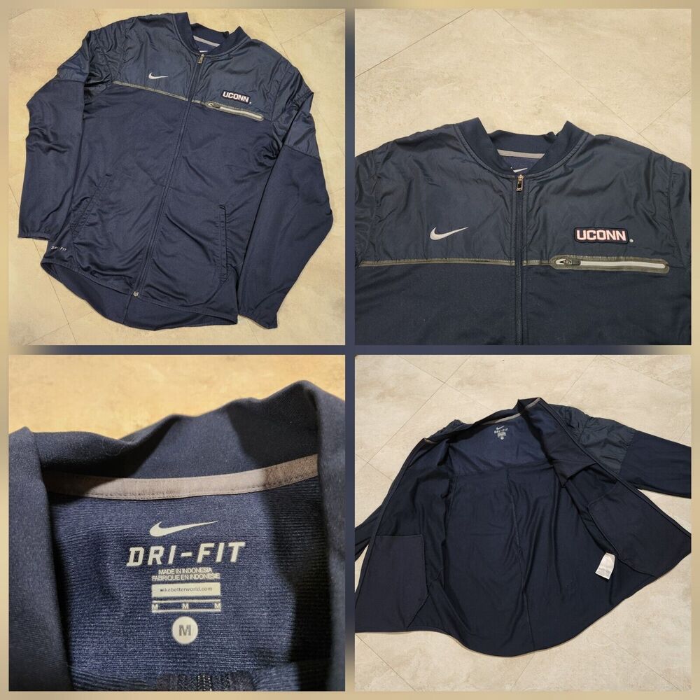 NIKE UConn Huskies Womens M Medium Dri-Fit Full Zip Connecticut Track‎ Jacket